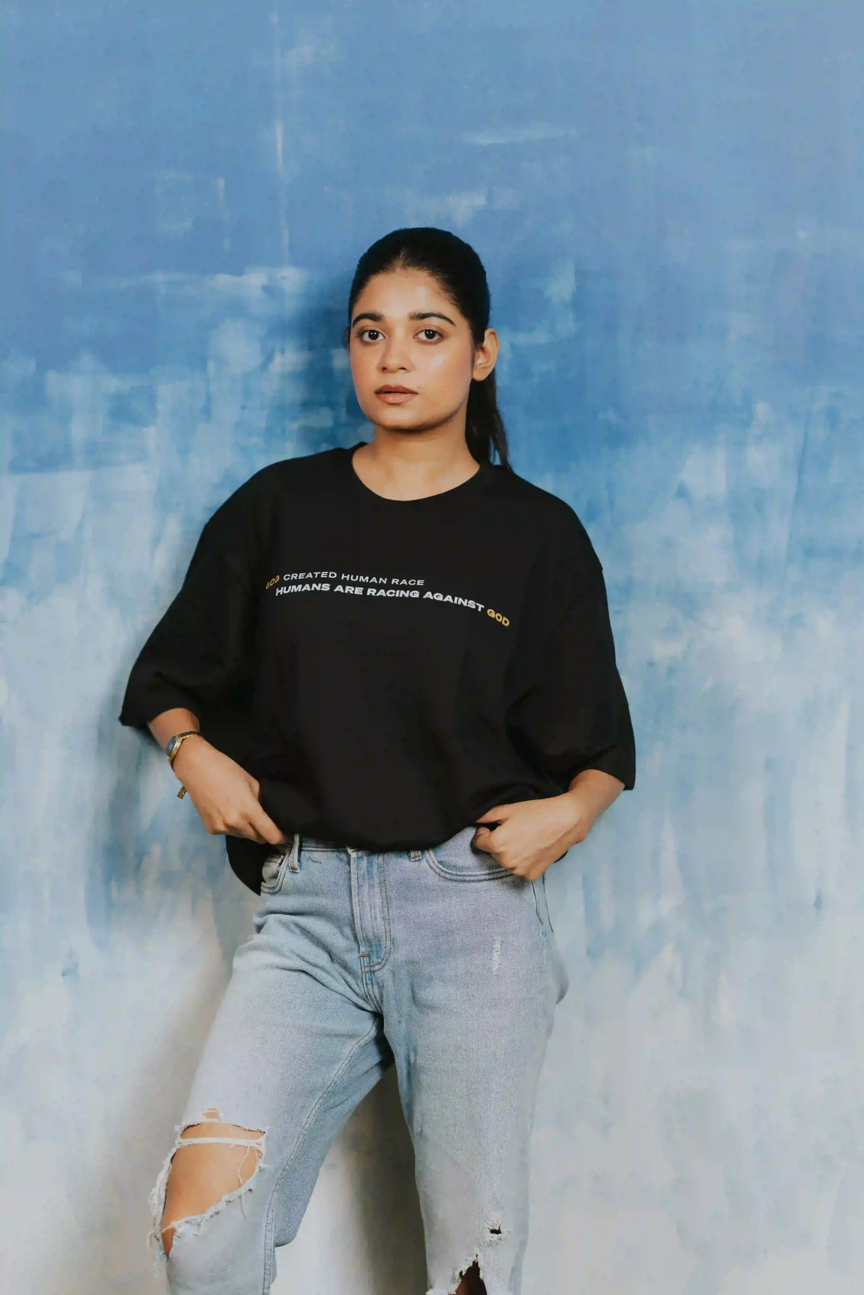 unisex oversized tee - Paradox Tee Design 08 front view