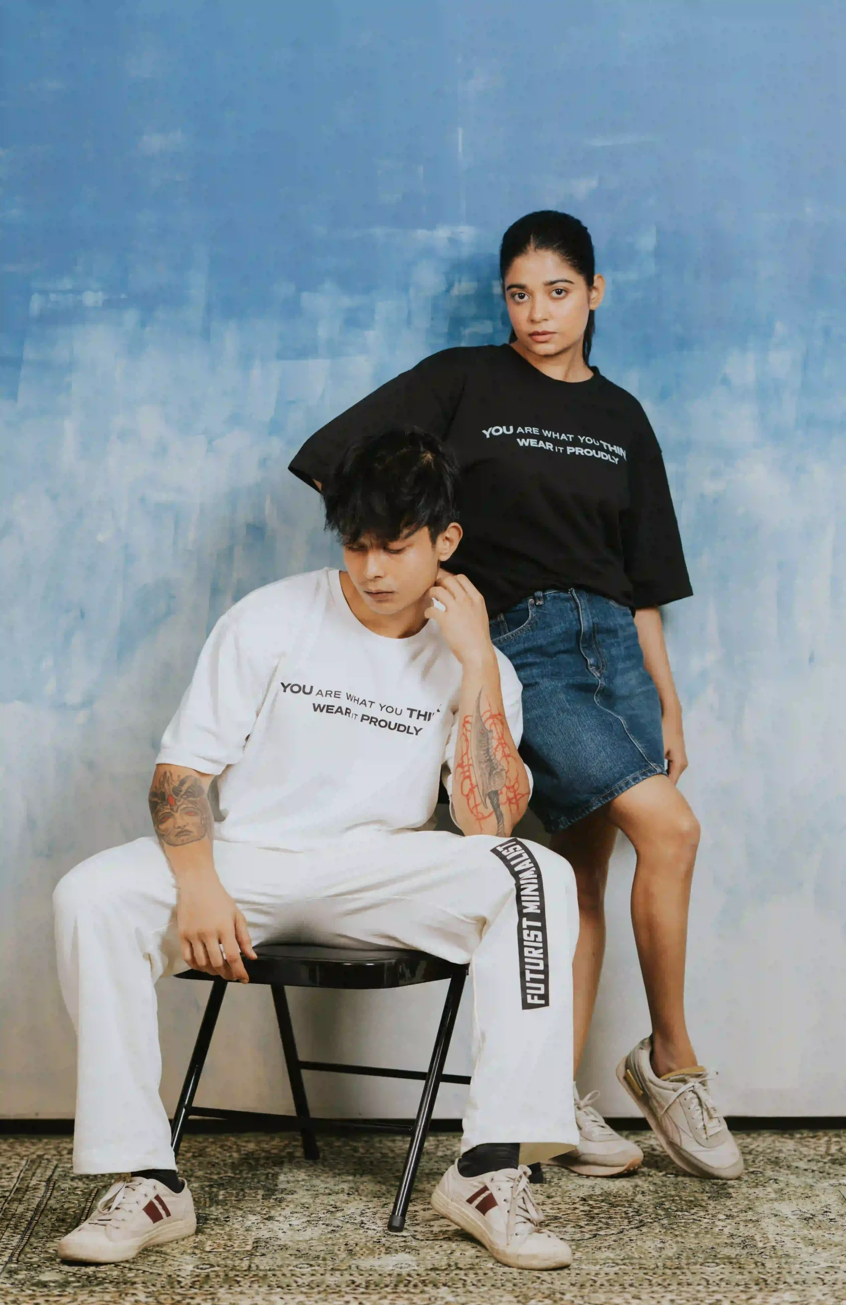 260 GSM French Terry fabric close-up texture Resolution Tee Drop shoulder streetwear tee India Worn Ideas Resolution Resolution Tee Black colorway oversized fit Worn Ideas Drop 01 Resolution Tee size chart XS to XXL