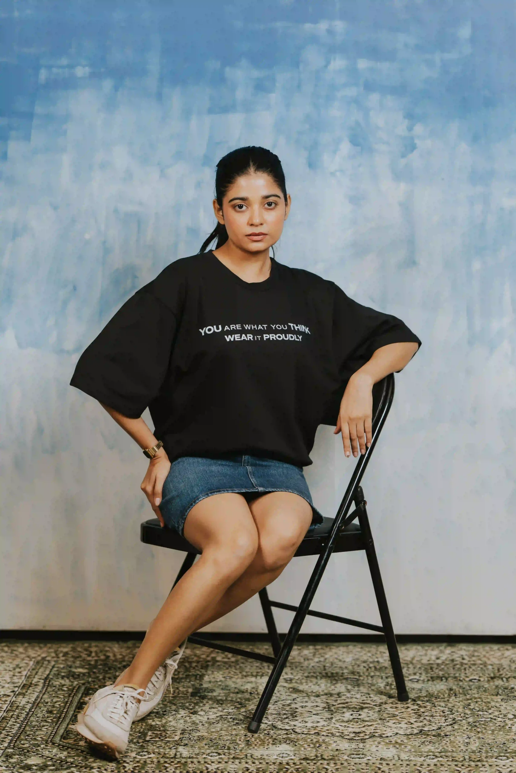 260 GSM French Terry fabric close-up texture Resolution Tee Drop shoulder streetwear tee India Worn Ideas Resolution Resolution Tee Black colorway oversized fit Worn Ideas Drop 01 Resolution Tee size chart XS to XXL